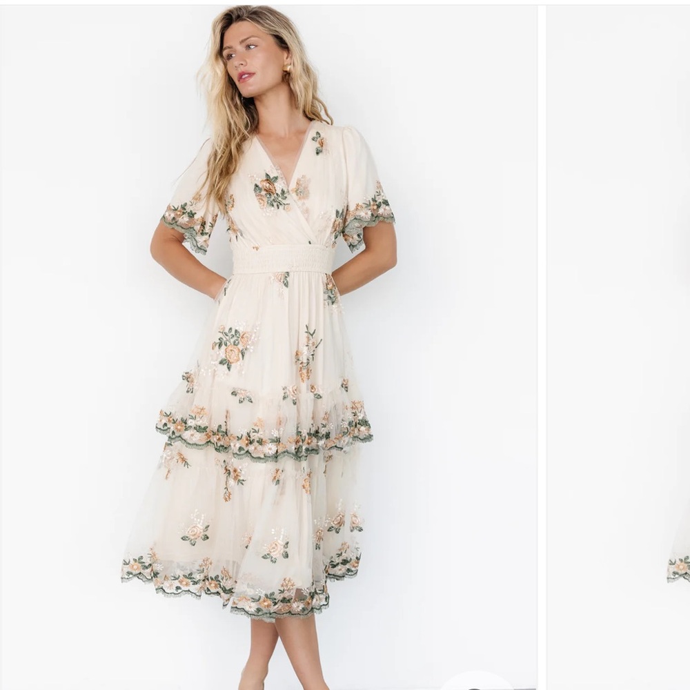 Baltic Born Cream Floral Midi Dress